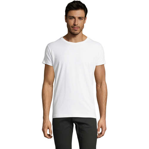 Textil Homem T-Shirt mangas curtas Sols Camiseta IMPERIAL FIT color Blanco Branco