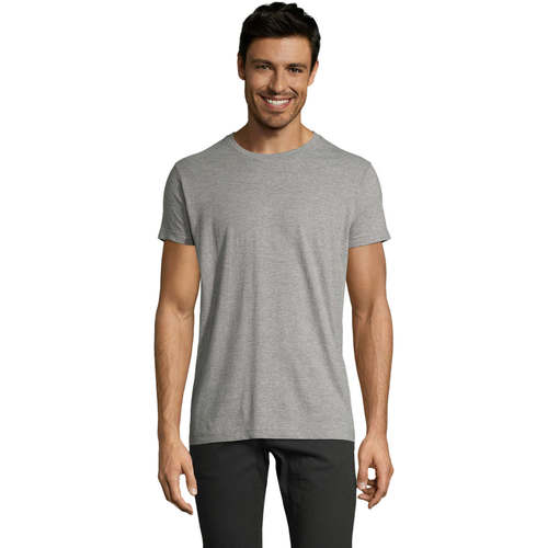 Textil Homem T-Shirt mangas curtas Sols Camiseta IMPERIAL FIT color Gris mezcla Cinza