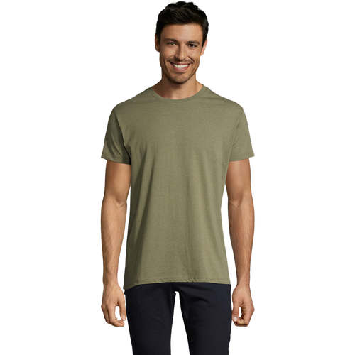 Textil Homem T-Shirt mangas curtas Sols Camiseta IMPERIAL FIT color Caqui Cáqui