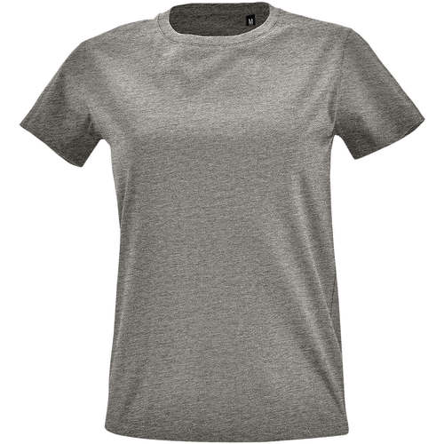 Textil Mulher T-Shirt mangas curtas Sols Camiseta IMPERIAL FIT color Gris mezcla Cinza
