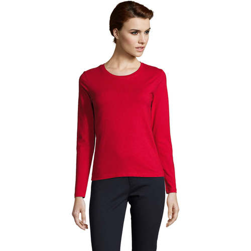 Textil Mulher T-shirt mangas compridas Sols Camiseta imperial Women Vermelho