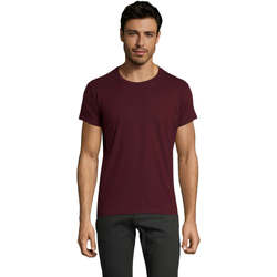 Textil Homem T-Shirt mangas curtas Sols Camiseta IMPERIAL FIT color Borgoña Bordô
