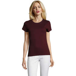 Textil Mulher T-Shirt mangas curtas Sols Camiseta IMPERIAL FIT color Borgoña Bordô