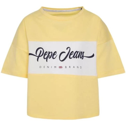 Textil Rapariga T-Shirt mangas curtas Pepe JEANS Versace  Amarelo