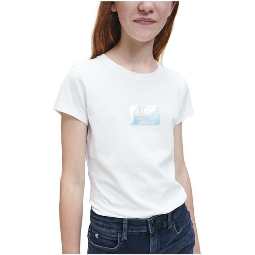 Textil Rapariga T-Shirt mangas curtas Calvin Klein JEANS the  Branco