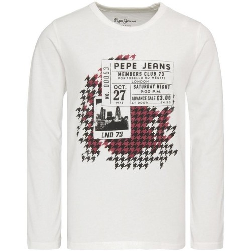 Textil Rapaz T-Shirt mangas curtas Pepe JEANS Versace  Branco