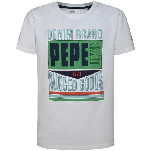 Textil Rapaz T-Shirt mangas curtas Pepe jeans Originals  Branco