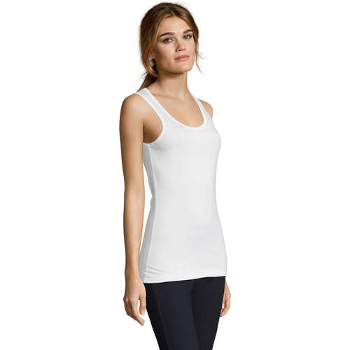 Sols Jane - CAMISETA MUJER SIN MANGAS-100% algodón semi-peinado Branco