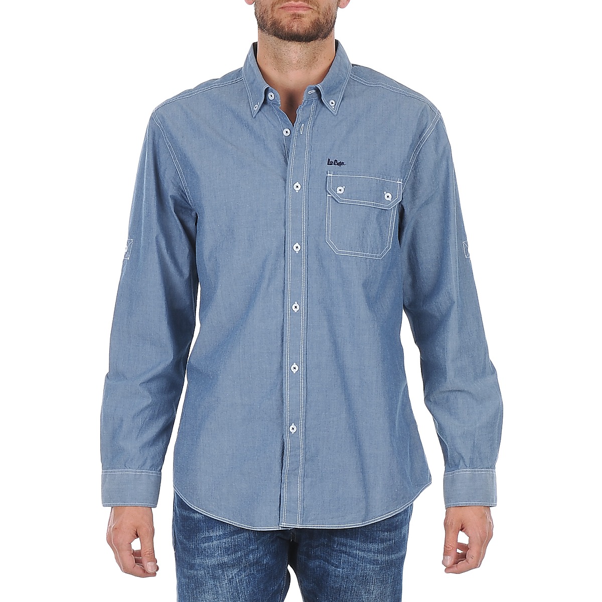 Textil Homem Camisas mangas comprida Lee Cooper Greyven Azul