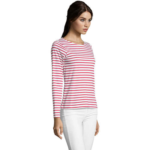 Sols CAMISETA MUJER MANGA LARGA A RAYAS-100% algodón Vermelho