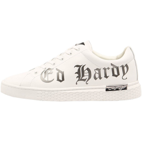 Sapatos Homem Sapatilhas Ed Hardy Script low top white-gun metal Branco
