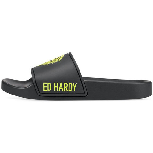Sapatos Mulher Chinelos Ed Hardy Sexy beast sliders black-fluo yellow Preto