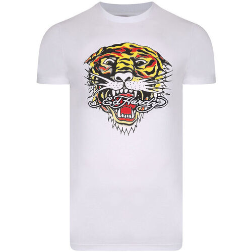 Textil Homem T-Shirt mangas curtas Ed Hardy Tiger mouth graphic t-shirt white Branco