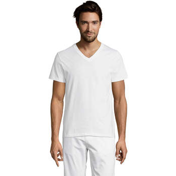 Textil Homem T-Shirt mangas curtas Sols Master camiseta hombre cuello pico Blanco