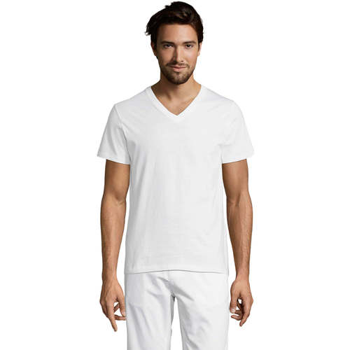Textil Homem T-Shirt mangas curtas Sols Master camiseta hombre cuello pico Branco