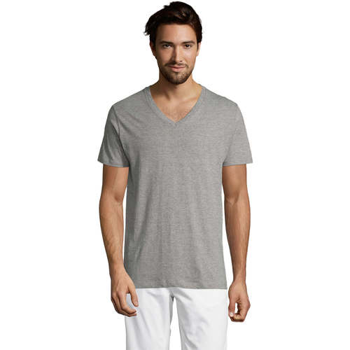 Textil Homem T-Shirt Sherpa mangas curtas Sols Master camiseta hombre cuello pico Cinza