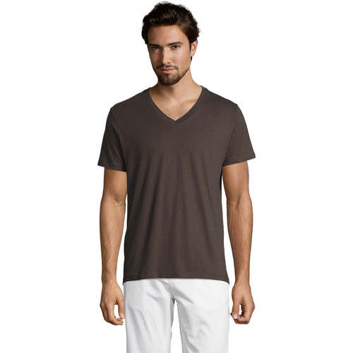 Textil Homem T-Shirt mangas curtas Sols Master camiseta hombre cuello pico Cinza