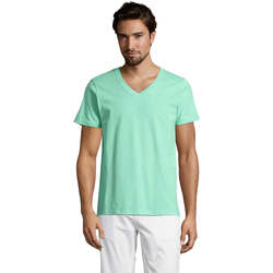 Textil Homem T-Shirt gentleman mangas curtas Sols Master camiseta hombre cuello pico Verde