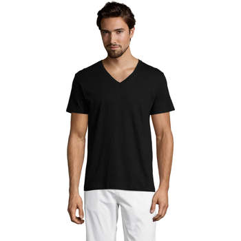 Textil Homem T-Shirt mangas curtas Sols Master camiseta hombre cuello pico Negro