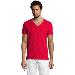 Textil Homem T-Shirt mangas curtas Sols Master camiseta hombre cuello pico Vermelho
