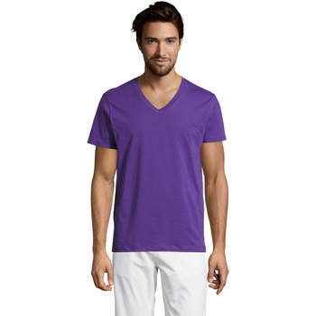 Textil Homem T-Shirt mangas curtas Sols Master camiseta hombre cuello pico Violeta