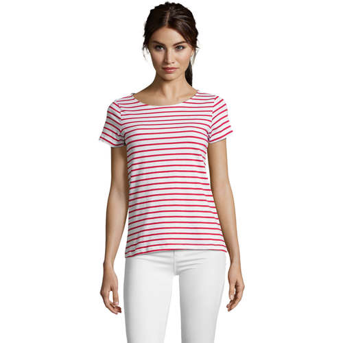 Textil Mulher Chinelos / Tamancos Sols Camiseta de mujer a rayas Vermelho