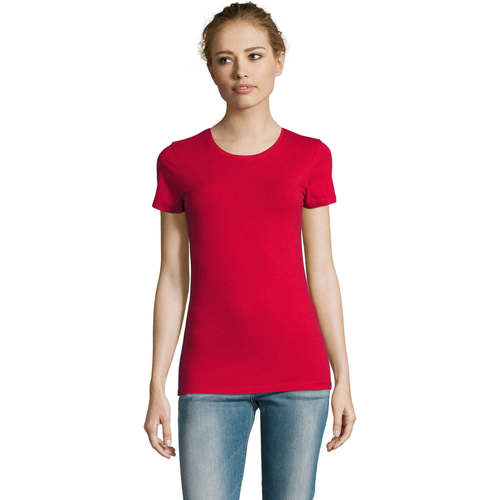Textil Mulher T-Shirt sleeveless mangas curtas Sols Camiserta de mujer de cuello redondo Vermelho