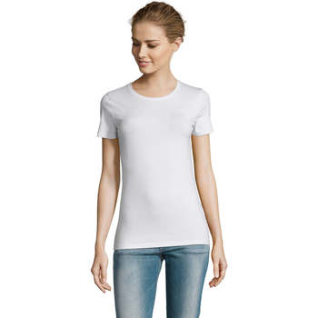 Textil Mulher T-Shirt mangas curtas Sols Camiserta de mujer de cuello redondo Blanco