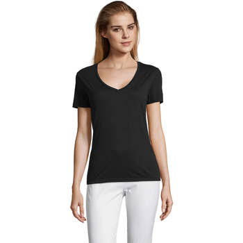 Textil Mulher T-Shirt mangas curtas Sols MOTION camiseta de pico mujer Negro