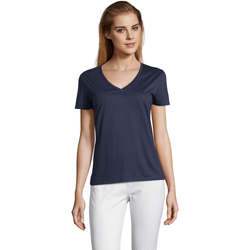 Textil Mulher Leem Colour Block Sweater Sols MOTION camiseta de pico mujer Azul