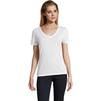 Textil Mulher Leem Colour Block Sweater Sols MOTION camiseta de pico mujer Blanco