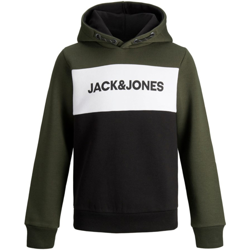 Textil Rapaz Sweats Jack & Jones 12173901 JJELOGO BLOCKING SWEAT HOOD NOOS JR FOREST NIGHT Verde