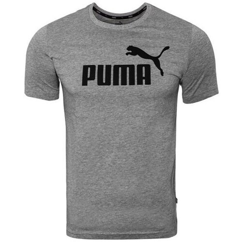 Textil Homem T-Shirt mangas curtas Puma Ess Logo Tee Cinza