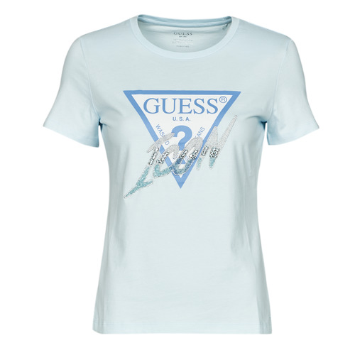 Textil Mulher The Dust Company Guess SS CN ICON TEE Azul
