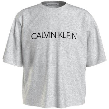 Textil Rapariga T-Shirt mangas curtas Calvin Klein Vit sweatshirt i mesh med logga  Cinza