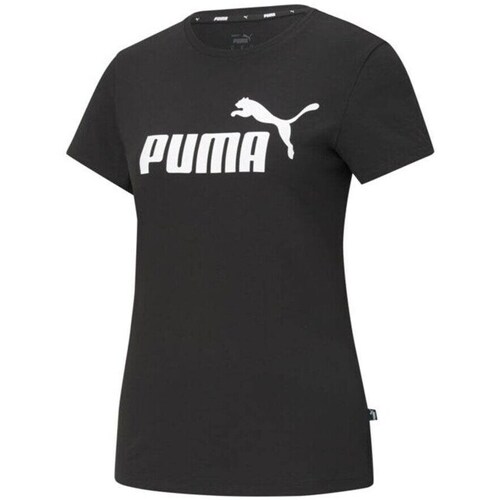 Textil Mulher T-Shirt mangas curtas Puma Ess Logo Tee Preto