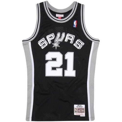 Textil Homem T-Shirt mangas curtas Mitchell And Ness San Antonio Spurs Road 199899 Tim Duncan Preto