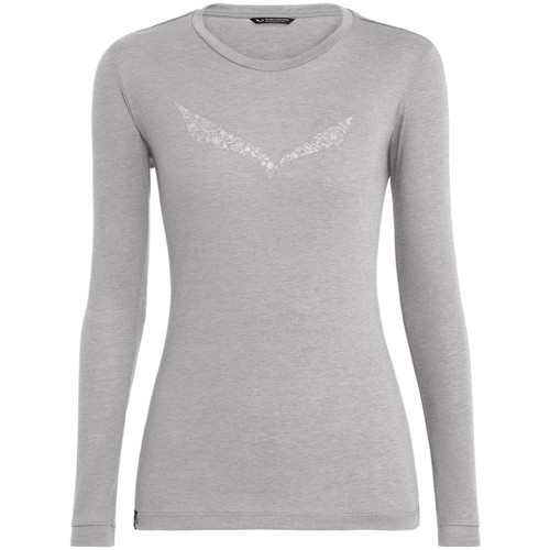 Textil Mulher T-shirt sweater mangas compridas Salewa Solidlogo Dry W L/S Tee 27341-0624 Cinza