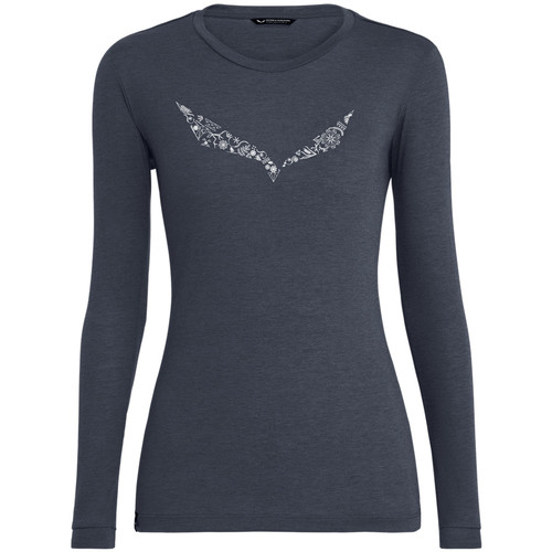 Textil Mulher T-shirt sweater mangas compridas Salewa Solidlogo Dry W L/S Tee 27341-3986 Azul