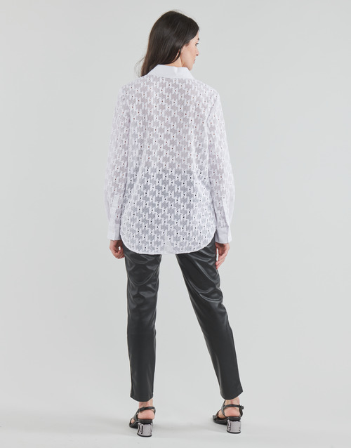 Karl Lagerfeld KL MONOGRAM LACE BIB SHIRT Branco