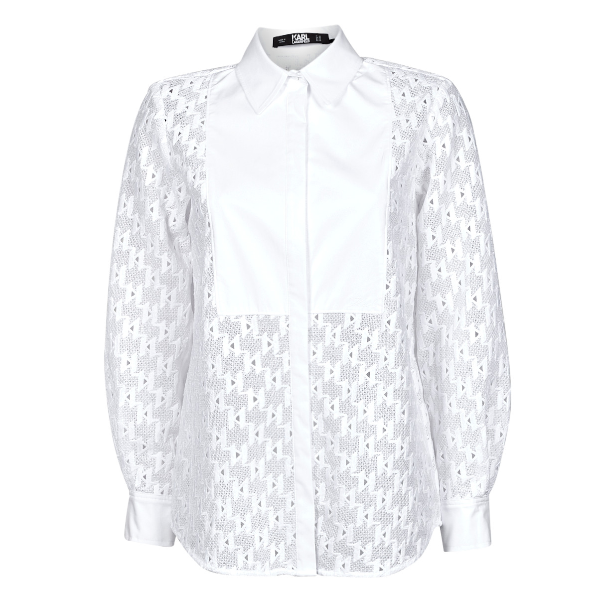 Textil Mulher camisas Karl Lagerfeld KL MONOGRAM LACE BIB SHIRT Flight Branco