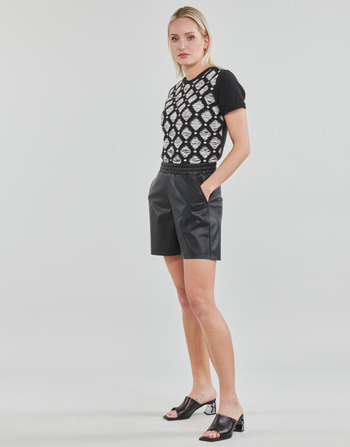Karl Lagerfeld PERFORATED FAUX LEATHER SHORTS Preto