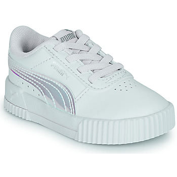 Sapatos Rapariga Sapatilhas Puma Carina Holo AC Inf Branco / Prata