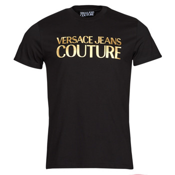 Textil Homem T-Shirt mangas curtas Versace Jeans Couture 72GAHT01 Preto / Ouro