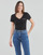 Textil Mulher T-Shirt mangas curtas Calvin Klein Jeans MONOGRAM LOGO V-NECK TEE Preto