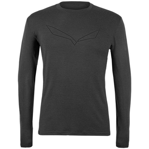 Textil Homem This long sleeve pull on shirt features a fold over collar Salewa Pure Logo Merino Responsive Cinza