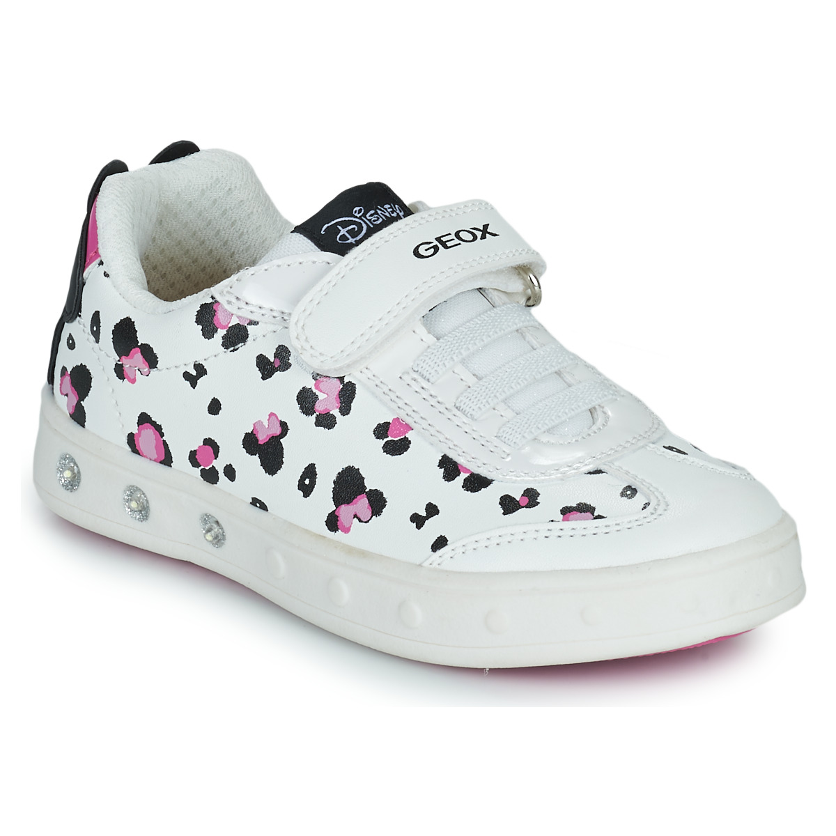 Sapatos Rapariga Sapatilhas Geox J SKYLIN GIRL Branco / Preto / Rosa