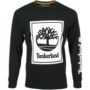 Textil Homem T-shirt mangas compridas Timberland Stack Logo Tee LS Preto