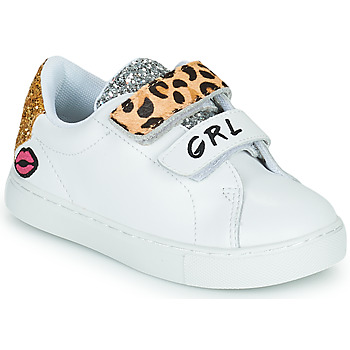 Sapatos Rapariga Sapatilhas Bons baisers de Paname MINI EDITH GRL PWR Branco / Leopardo