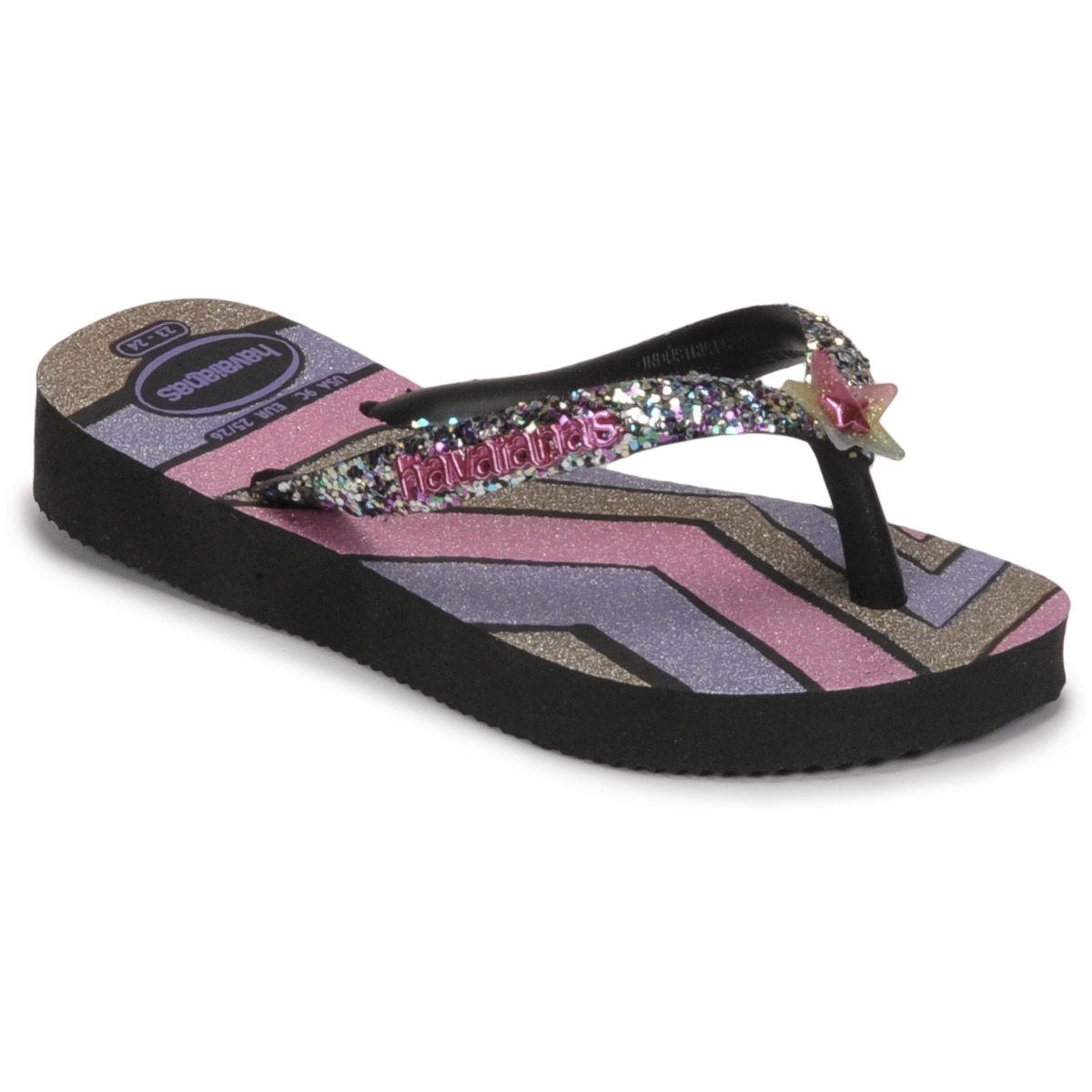 Sapatos Rapariga Chinelos Havaianas KIDS SLIM GLITTER TRENDY Rosa / Preto / Violeta